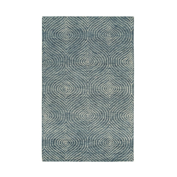 EORC Blue Hand-Tufted Wool Contemporary Spring Rug, 7'6 x 9'6