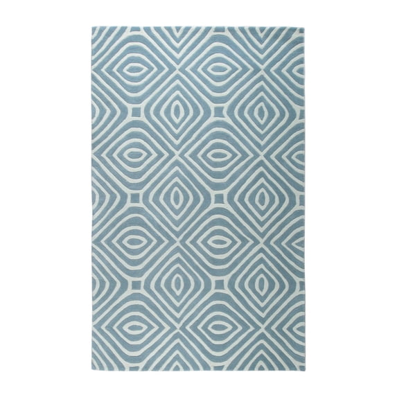 EORC ME106BL5X8 Hand-Tufted Wool Modern Tufted Stripes Rug, 5' x 8', Blue Area Rug
