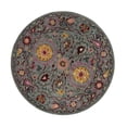 thumbnail image 1 of EORC Blue Hand-Tufted Wool Traditional Suzani Rug, 6' Round-Color:Blue,Material:Wool, 1 of 9