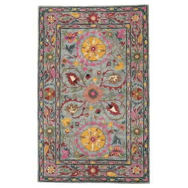 EORC Blue Hand-Tufted Wool Traditional Oriental Rug, 7'9 x 9'9