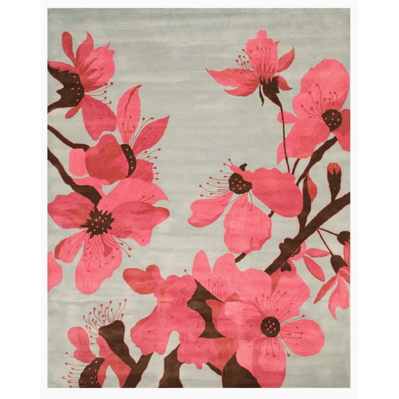 EORC Blue Hand-Tufted Wool Transitional Jasmine Rug, 8' 9 x 11' 9-Color:Blue,Material:Wool