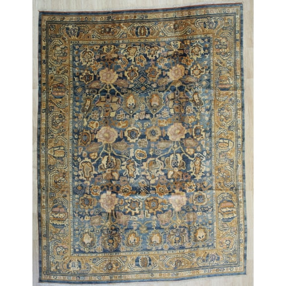 EORC Blue Handmade Mohair Traditional  Oushak Rug, 10' x 14'