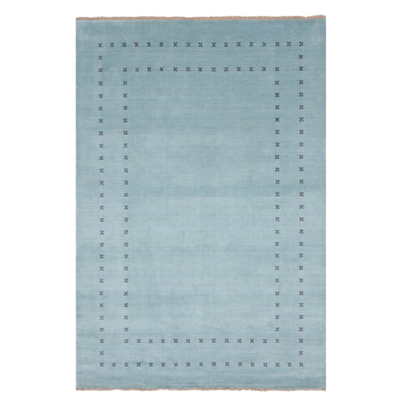 EORC Blue Handmade Wool Transitional Lori Baft Rug, 10' x 14'