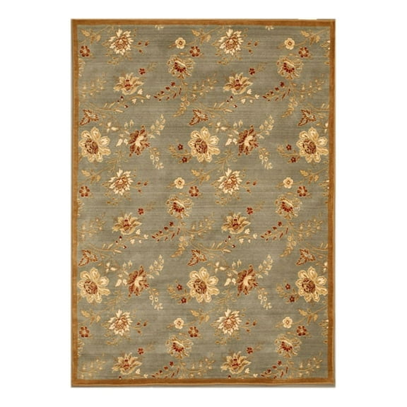 EORC Blue Traditional Floral Florance Area Rug - 7'10" x 11'2"
