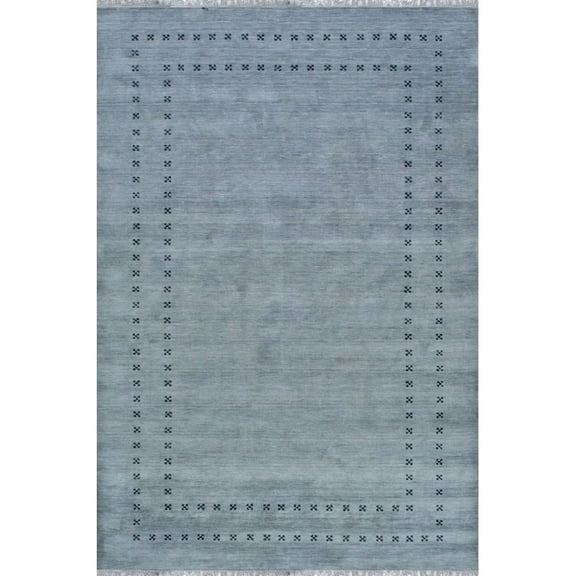 EORC Blueish Gray Wool Transitional Lori Baft Rug, 4' x 6'