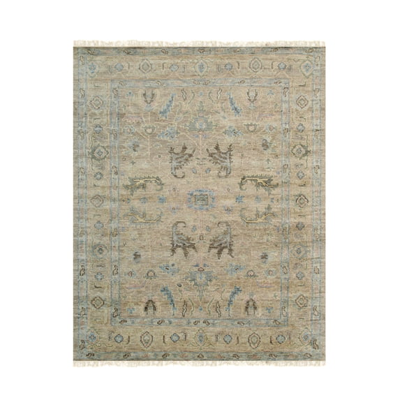 EORC Brown Hand Knotted Wool Classic Oushak Rug, 9' x 12'