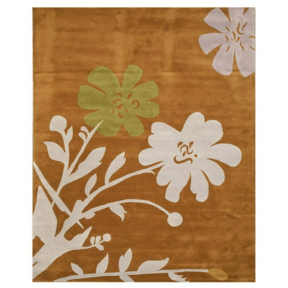 EORC Brown Hand-Tufted Wool Contemporary Francine Rug, 7' 9 x 9' 9