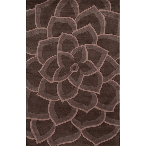 EORC Brown Hand-Tufted Wool Transitional Wiled Tufted Rug, 5' x 8'-Color:Brown,Material:Wool