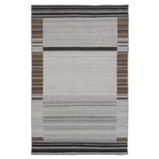 EORC Brown Hand Woven Wool and Viscose Modern Reversible flat weave Durry Rug, 3 x 5-ColorBrown,MaterialWool
