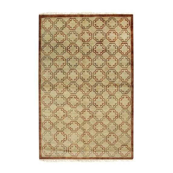 EORC Brown Handmade Wool Transitional Ningxia? Rug, 12' x 14'
