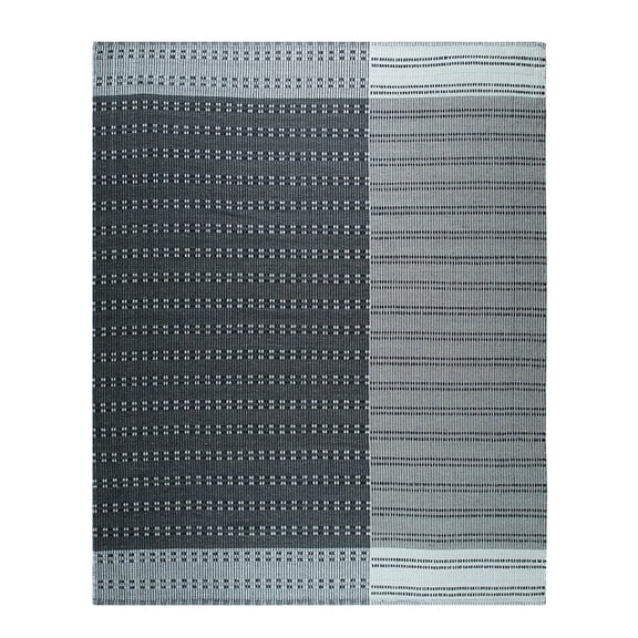 EORC RN02CH4X6 Hand-Knotted Wool, Cotton Flat Weave Rug, 4' x 6', CHARCOAL Area Rug