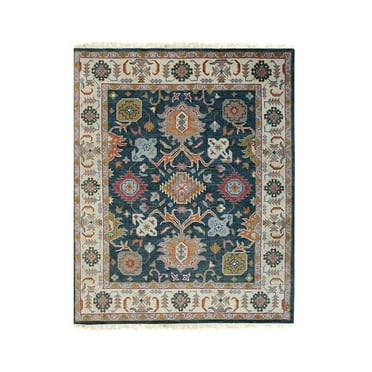EORC Charcoal Hand Knotted Wool Traditional Colorful Oushak Classic Rug, 8' X 10'