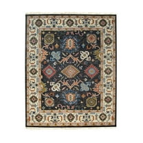 EORC Charcoal Hand Knotted Wool Traditional Modern Knot  Rug, 8' x 10