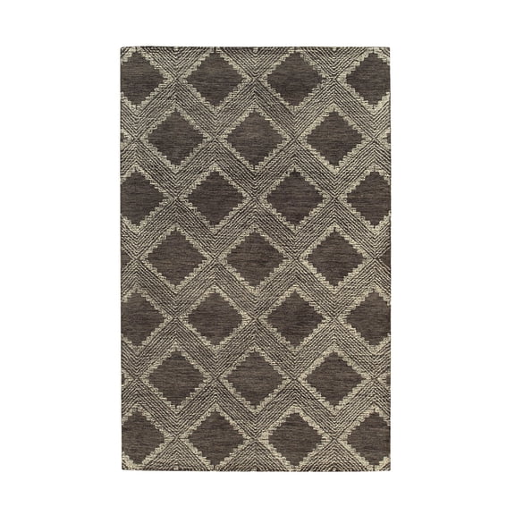 EORC Charcoal Hand-Tufted Wool Contemporary Spring Rug, 5' x 8'