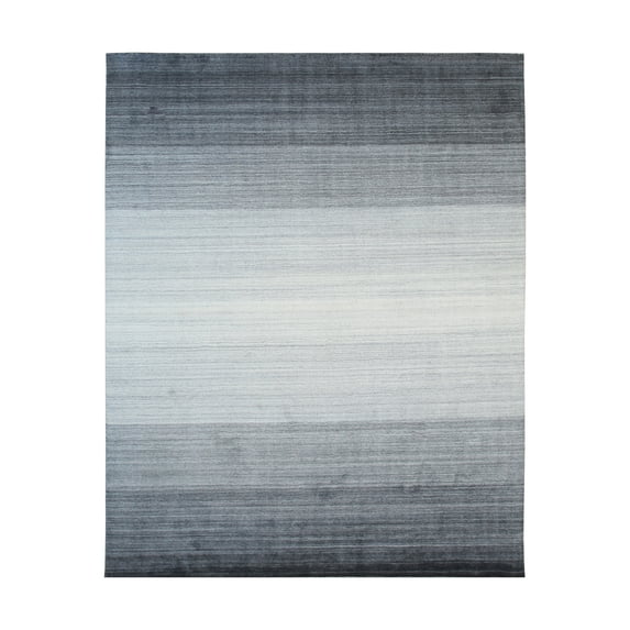 EORC Charcoal Handloomed Wool Transitional Rainbow Loom Rug, 5' x 8'