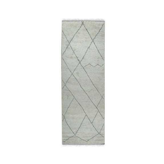 EORC DO24SL4X8 Hand-Knotted Wool Moroccan  Rug, 4' x 8', Silver Area Rug