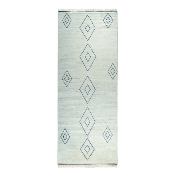 EORC DO03IV4X12 Hand-Knotted Wool Moroccan Rug, 4' x 12', Ivory Area Rug