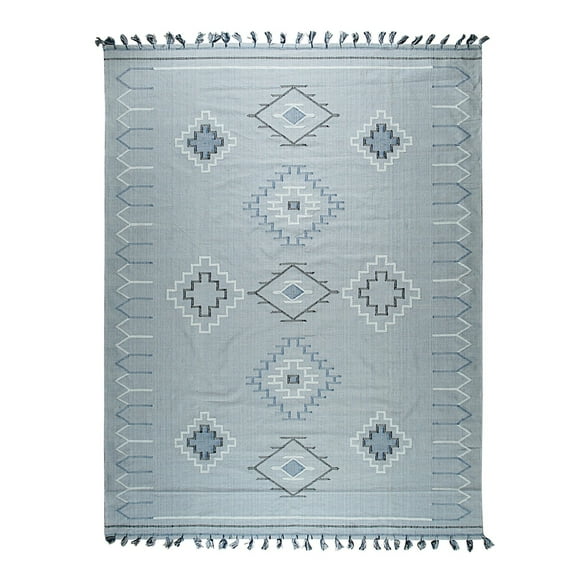 EORC EI02SL4X6 Hand-Knotted Cotton  Flat Weave Rug, 4' x 6', Silver Area Rug
