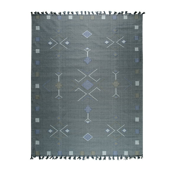 EORC EI03GY4X6 Hand-Knotted Cotton  Flat Weave Rug, 4' x 6', Gray Area Rug