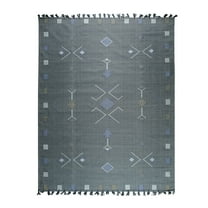 EORC EI03GY4X6 Hand-Knotted Cotton Flat Weave Rug, 4' x 6', Gray Area Rug