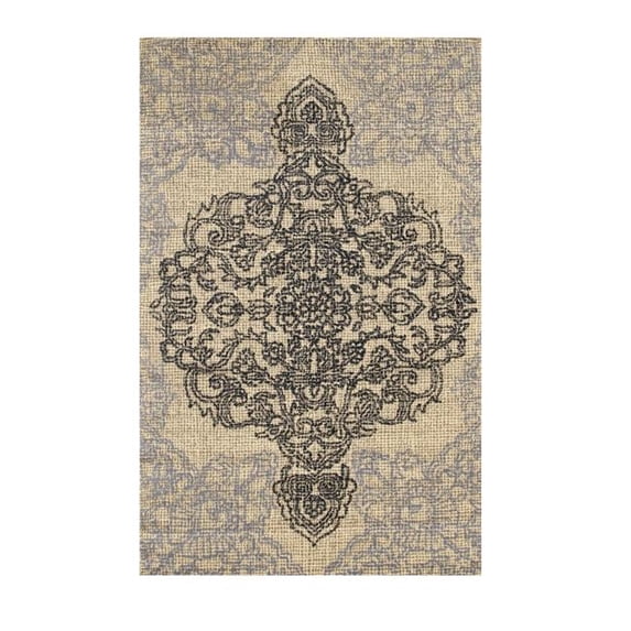 EORC Eastern Rugs ARC64BG5X8 5 x 8 ft. Hand-Tufted Wool Ivory Bohemian Oriental Madallion Rug