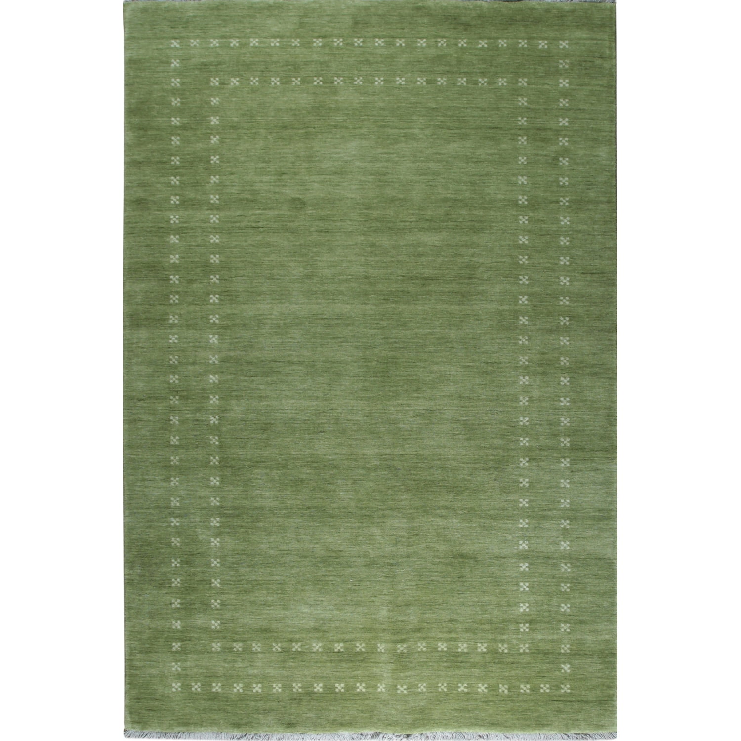 Green Hand-Knotted Wool 9' x 12' Area Rug