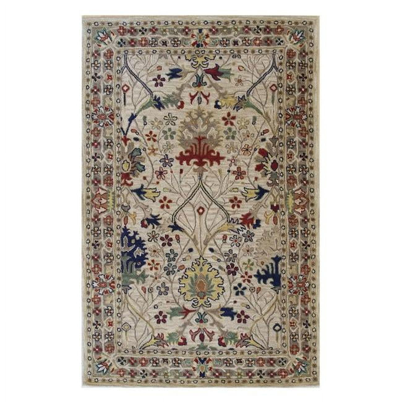 Elegant Ivory Hand-Tufted Wool Round Rug, 8ft Diameter