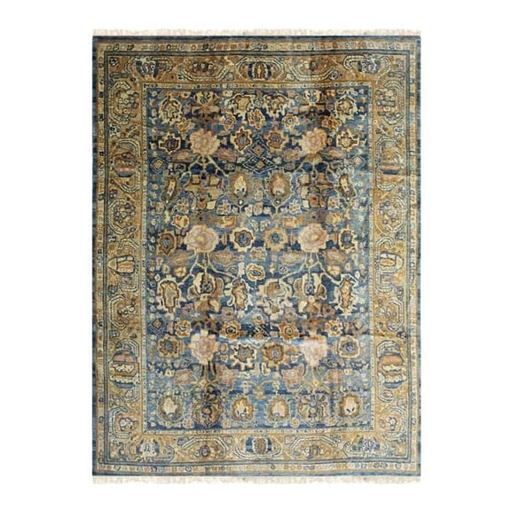 EORC FAAN08BL8X10 8 x 10 ft. Blue Handmade Wool Oushak Rectangle Area Rug