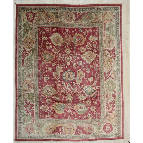 EORC FAAN11RD9X12 9 x 12 ft. Angora Oushak Traditional Hand Knotted Area Rug, Red