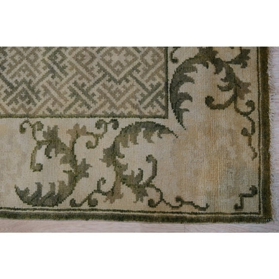 EORC Green Wool Transitional Ningxia  Rug, 2'11 x 10