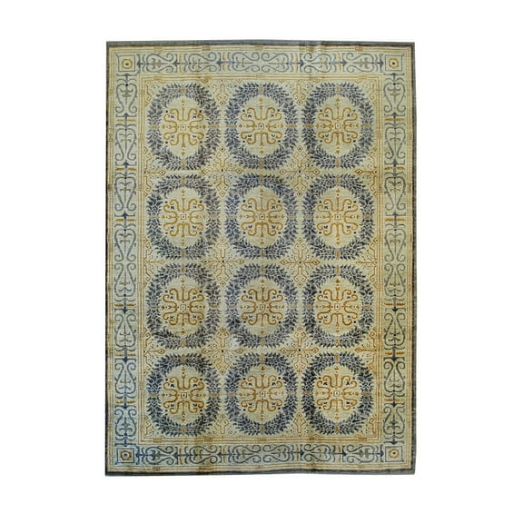 EORC FASP075BG9X12 Handwoven Wool Spanish Style Rug, 9' x 12', Beige Area Rug