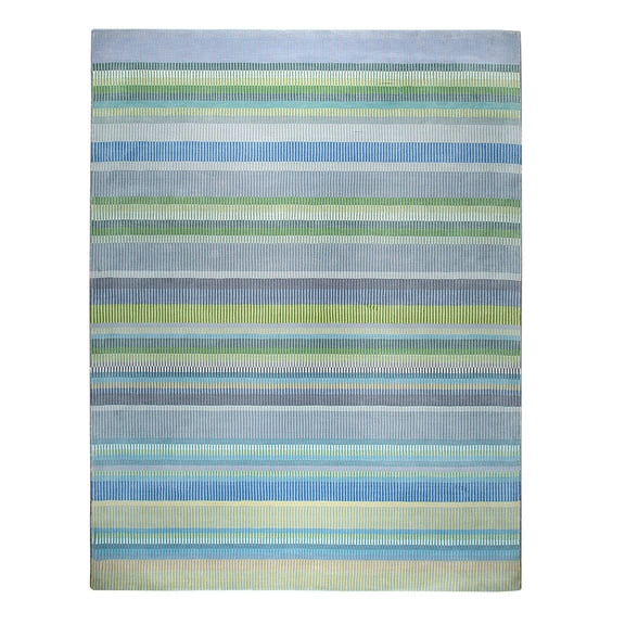 EORC FLX02GN10X14 Hand-Knotted Wool Knotted Striped Rug, 10' x 14', Green Area Rug