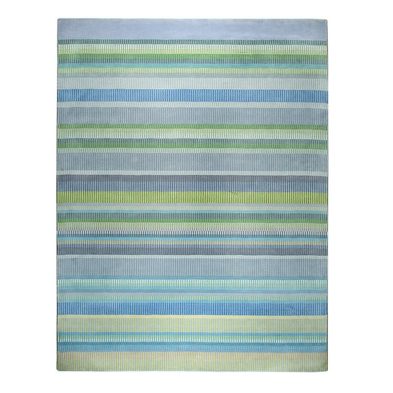 EORC FLX02GN10X14 Hand-Knotted Wool Knotted Striped Rug, 10' x 14', Green Area Rug