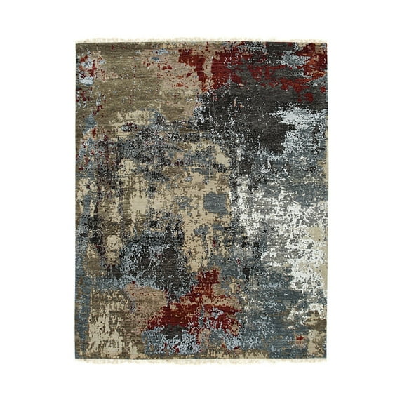 EORC GRAY Hand Knotted Wool Contemporary Galaxy Rug, 8' x 10'2