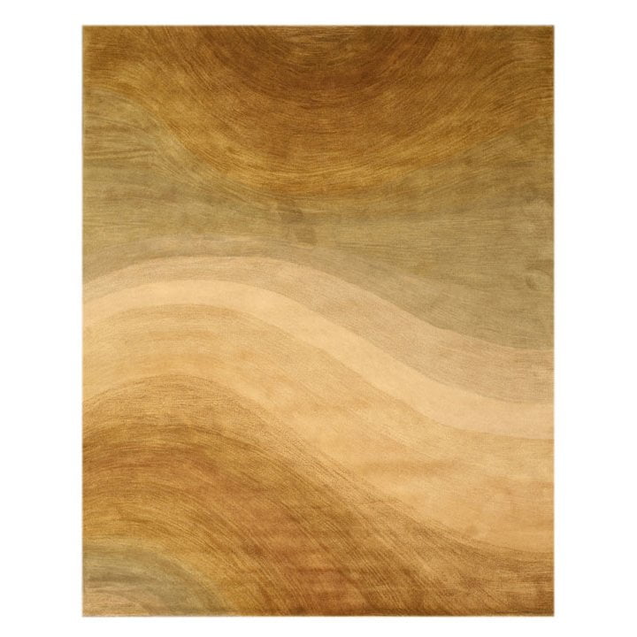 Gold and Beige Hand-Tufted Wool Area Rug, 7'9 x 9'9