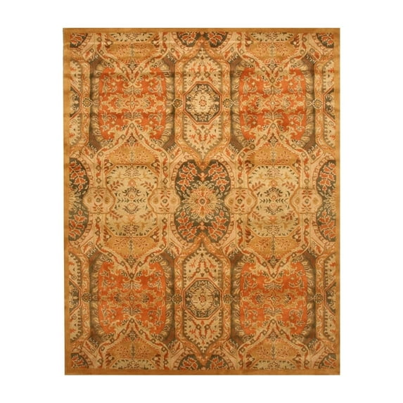 EORC Gold Hand-Tufted Wool Transitional Piazza Rug, 6' Square