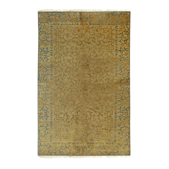EORC Gold Handmade Wool Transitional Ningxia? Rug, 5'0" x 15'