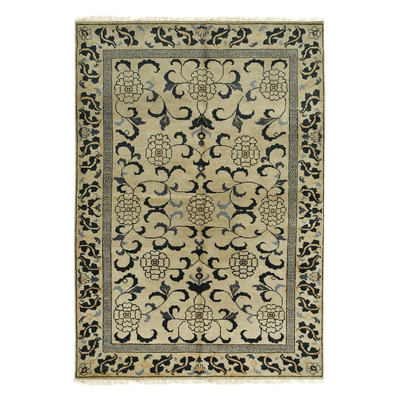 EORC Gold Handmade Wool Transitional Ningxia? Rug, 6'2 x 8'5