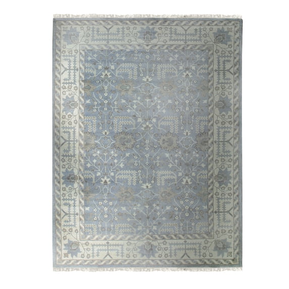 EORC IE479GY8X10 Hand-Knotted Wool Oushak Rug, 8' x 10', Gray Area Rug