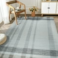 thumbnail image 1 of EORC Gray Hand-Knotted Wool Contemporary Flat Modern Plaid Area Rug, 1 of 8