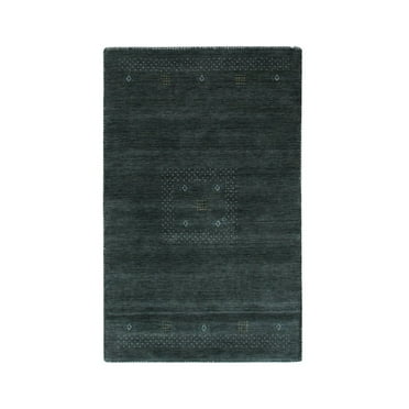 EORC Gray Hand Knotted Wool Modern Modern Loom Rug, 2' x 4'