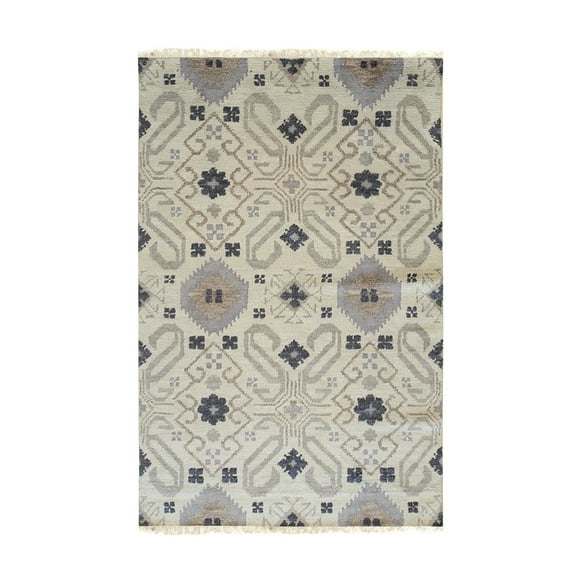 EORC Gray Hand Knotted Wool Traditional Oushak Rug, 6' x 9'-Color:Gray,Material:Wool