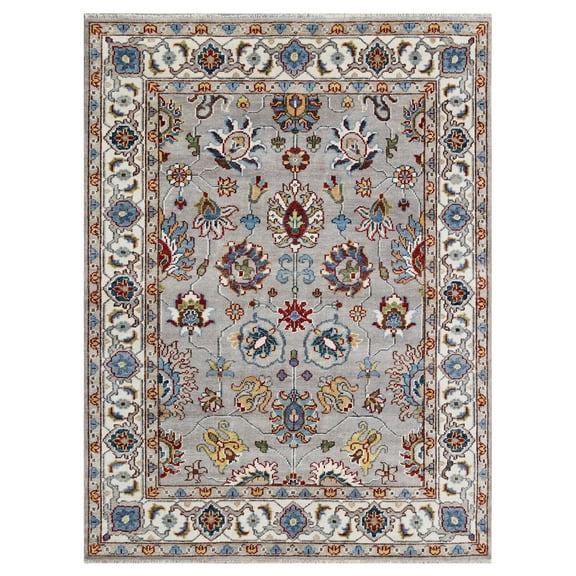 EORC Gray Hand Knotted Wool Traditional Tabriz Rug, 8' x 10'