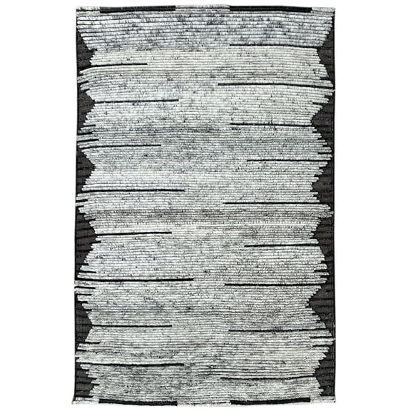 EORC Gray Hand Knotted Wool Transitional Contemporary Rug, 6' x 9'-Color:Gray,Material:Wool