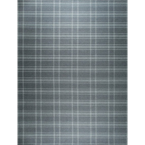 EORC Gray Transitional Geometric Reversible Plaid Area Rug