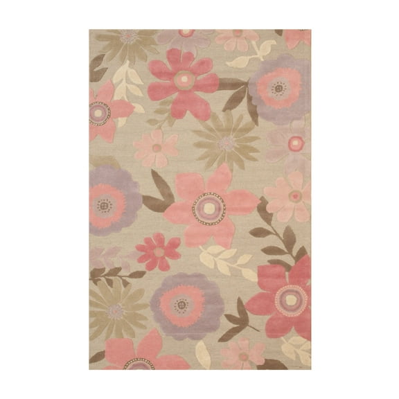 EORC Gray Hand-Tufted Wool Traditional Florida Rug, 7'9 x 9'9