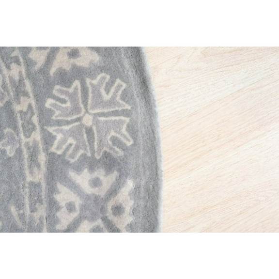 EORC Gray Hand-Tufted Wool Traditional Overdyed Rug, 6' Round