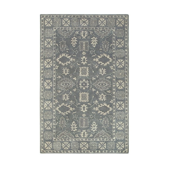 EORC Gray Hand-Tufted Wool Traditional Overdyed Rug, 8'9 x 11'9