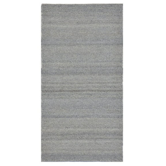 EORC Gray Hand Woven  Wool and Viscose Modern Reversible flat weave Dhurrie Rug