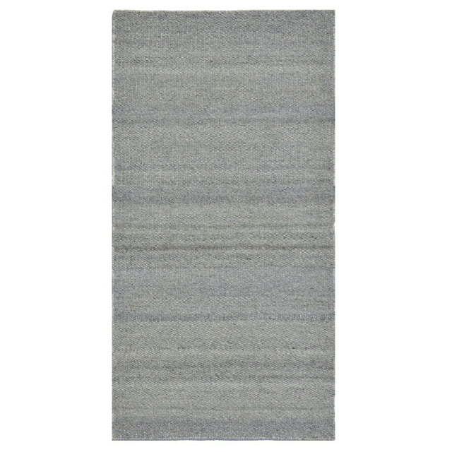 EORC Gray Hand Woven  Wool and Viscose Modern Reversible flat weave Durry Rug, 9' x 12'
